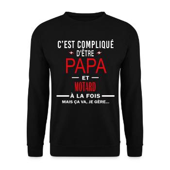 papa Et MOTARD cadeau citation - Sweat-shirt Unisexe - noir - Devant - Alina (178cm) & Michal (187cm)