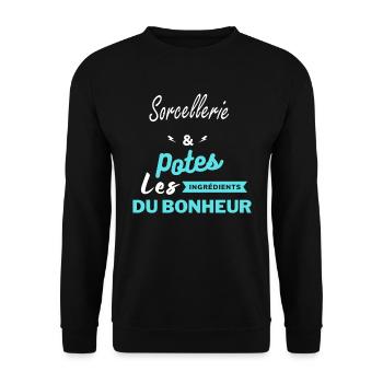 potes les ingrédients du bonheur Sorcellerie - Sweat-shirt Unisexe - noir - Devant - Alina (178cm) & Michal (187cm)