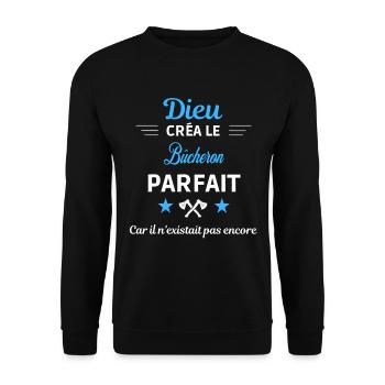 dieu créa parfait humour de bureau Bûcheron - Sweat-shirt Unisexe - noir - Devant - Alina (178cm) & Michal (187cm)