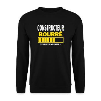 CONSTRUCTEUR bourré HUMOUR - Sweat-shirt Unisexe - noir - Devant - Alina (178cm) & Michal (187cm)