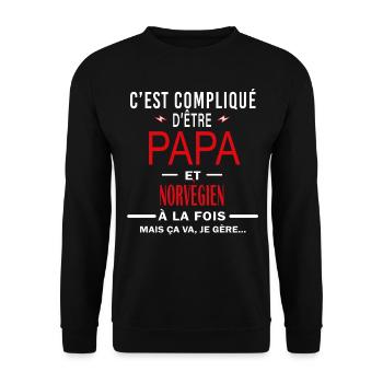 papa Et NORVÈGIEN cadeau citation - Sweat-shirt Unisexe - noir - Devant - Alina (178cm) & Michal (187cm)