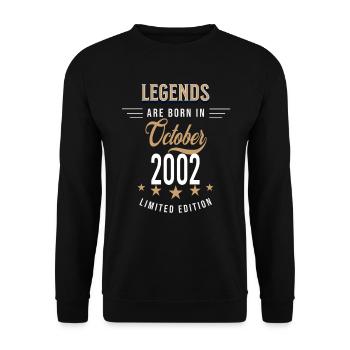 Legenden werden im Oktober 2002 geboren - Unisex Pullover - Schwarz - Vorne - Alina (178cm) & Michal (187cm)