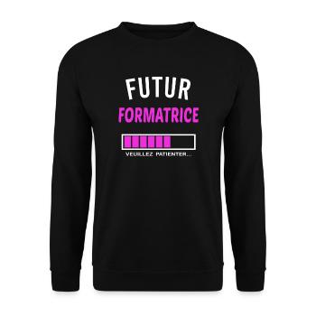 futur formatrice - Sweat-shirt Unisexe - noir - Devant - Alina (178cm) & Michal (187cm)