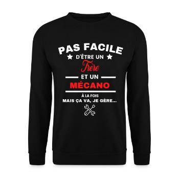 pas facile d'être Mécano et Frère - Sweat-shirt Unisexe - noir - Devant - Alina (178cm) & Michal (187cm)
