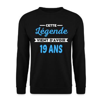 Cette Légende vient d'avoir 19 ans - Sweat-shirt Unisexe - noir - Devant - Alina (178cm) & Michal (187cm)