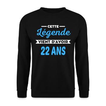 Cette Légende vient d'avoir 22 ans - Sweat-shirt Unisexe - noir - Devant - Alina (178cm) & Michal (187cm)