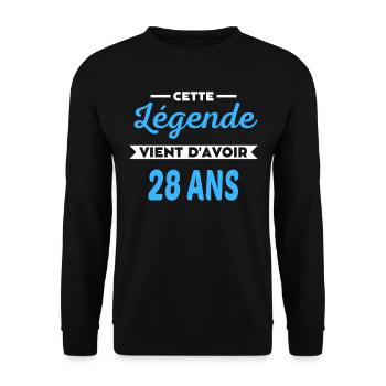 Cette Légende vient d'avoir 28 ans - Sweat-shirt Unisexe - noir - Devant - Alina (178cm) & Michal (187cm)