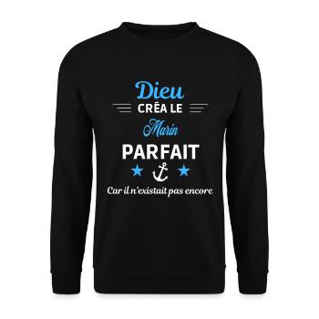 dieu créa parfait humour de bureau Marin - Sweat-shirt Unisexe - noir - Devant - Alina (178cm) & Michal (187cm)
