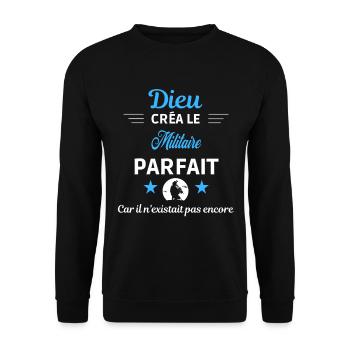 dieu créa parfait humour de bureau Militaire - Sweat-shirt Unisexe - noir - Devant - Alina (178cm) & Michal (187cm)