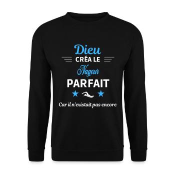 dieu créa parfait humour de bureau Nageur - Sweat-shirt Unisexe - noir - Devant - Alina (178cm) & Michal (187cm)