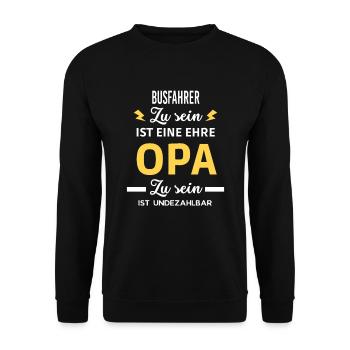 sein ist eine ehre OPA ist undezahlbar Busfahrer - Unisex Pullover - Schwarz - Vorne - Alina (178cm) & Michal (187cm)