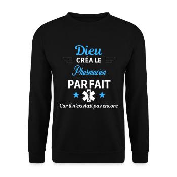dieu créa parfait humour de bureau Pharmacien - Sweat-shirt Unisexe - noir - Devant - Alina (178cm) & Michal (187cm)