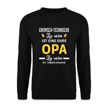 eine ehre OPA ist undezahlbar Chemisch-technische - Unisex Pullover - Schwarz - Vorne - Alina (178cm) & Michal (187cm)