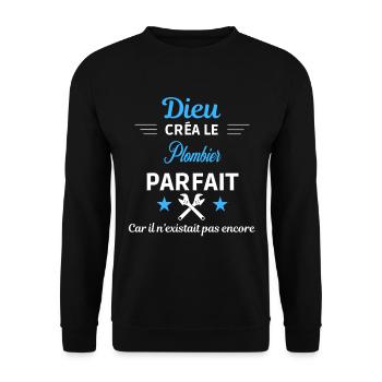 dieu créa parfait humour de bureau Plombier - Sweat-shirt Unisexe - noir - Devant - Alina (178cm) & Michal (187cm)