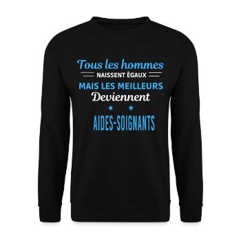 tous les hommes naissent égaux Aides-soignants - Sweat-shirt Unisexe - noir - Devant - Alina (178cm) & Michal (187cm)