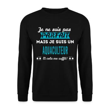 Je ne suis pas parfait AQUACULTEUR - Sweat-shirt Unisexe - noir - Devant - Alina (178cm) & Michal (187cm)