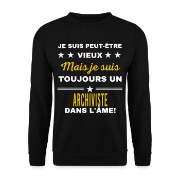 Je suis peut-être vieux ARCHIVISTE - Sweat-shirt Unisexe - noir - Devant - Alina (178cm) & Michal (187cm)