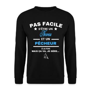 pas facile d'être pêcheur et Neveu - Sweat-shirt Unisexe - noir - Devant - Alina (178cm) & Michal (187cm)