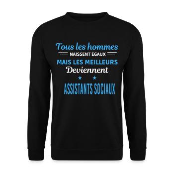 tous les hommes naissent égaux Assistants sociaux - Sweat-shirt Unisexe - noir - Devant - Alina (178cm) & Michal (187cm)