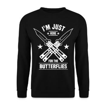 Messersammler Sprüche | Messer sammeln Geschenke - Unisex Pullover - Schwarz - Vorne - Alina (178cm) & Michal (187cm)