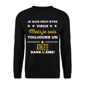 Je suis peut-être vieux ATHLÈTE - Sweat-shirt Unisexe - noir - Devant - Alina (178cm) & Michal (187cm)