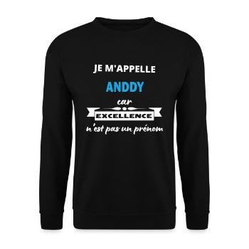 Je m'appelle excellence Anddy - Sweat-shirt Unisexe - noir - Devant - Alina (178cm) & Michal (187cm)