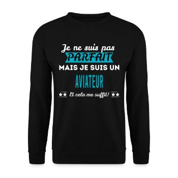 Je ne suis pas parfait AVIATEUR - Sweat-shirt Unisexe - noir - Devant - Alina (178cm) & Michal (187cm)