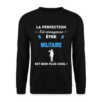 La perfection est ennuyeuse cool Militaire - Sweat-shirt Unisexe - noir - Devant - Alina (178cm) & Michal (187cm)