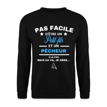 pas facile d'être pêcheur et Petit-fils - Sweat-shirt Unisexe - noir - Devant - Alina (178cm) & Michal (187cm)