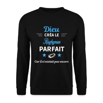 dieu créa parfait humour de bureau Rugbyman - Sweat-shirt Unisexe - noir - Devant - Alina (178cm) & Michal (187cm)