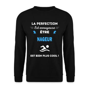 La perfection est ennuyeuse cool NAGEUR - Sweat-shirt Unisexe - noir - Devant - Alina (178cm) & Michal (187cm)