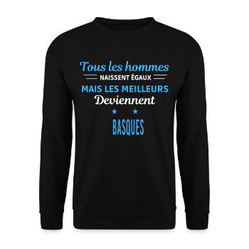 tous les hommes naissent égaux Basques - Sweat-shirt Unisexe - noir - Devant - Alina (178cm) & Michal (187cm)