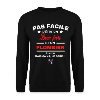 pas facile d'être plombier et Beau-frère - Sweat-shirt Unisexe - noir - Devant - Alina (178cm) & Michal (187cm)