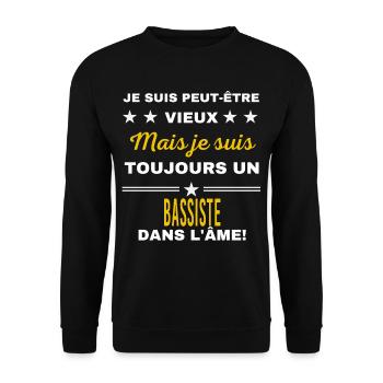 Je suis peut-être vieux BASSISTE - Sweat-shirt Unisexe - noir - Devant - Alina (178cm) & Michal (187cm)