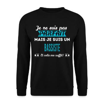 Je ne suis pas parfait BASSISTE - Sweat-shirt Unisexe - noir - Devant - Alina (178cm) & Michal (187cm)