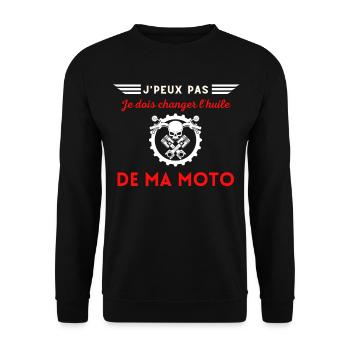 J'peux pas, je dois changer l'huile de ma moto - Sweat-shirt Unisexe - noir - Devant - Alina (178cm) & Michal (187cm)