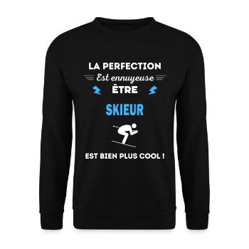 La perfection est ennuyeuse cool skieur - Sweat-shirt Unisexe - noir - Devant - Alina (178cm) & Michal (187cm)