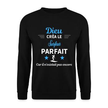 dieu créa parfait humour de bureau Surfeur - Sweat-shirt Unisexe - noir - Devant - Alina (178cm) & Michal (187cm)