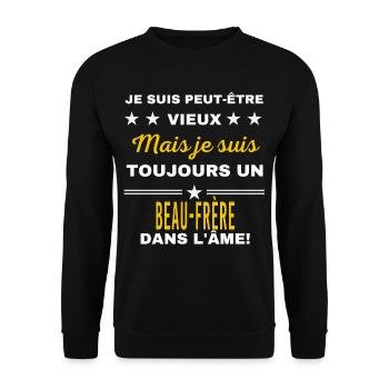 Je suis peut-être vieux BEAU-FRÈRE - Sweat-shirt Unisexe - noir - Devant - Alina (178cm) & Michal (187cm)