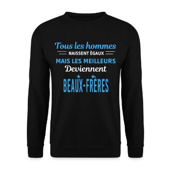tous les hommes naissent égaux Beaux-frères - Sweat-shirt Unisexe - noir - Devant - Alina (178cm) & Michal (187cm)