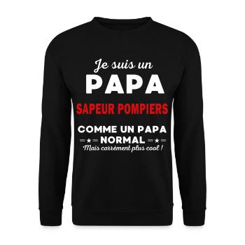 Je suis un Papa SAPEUR POMPIERS - Sweat-shirt Unisexe - noir - Devant - Alina (178cm) & Michal (187cm)