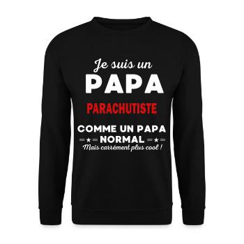Je suis un Papa PARACHUTISTE - Sweat-shirt Unisexe - noir - Devant - Alina (178cm) & Michal (187cm)