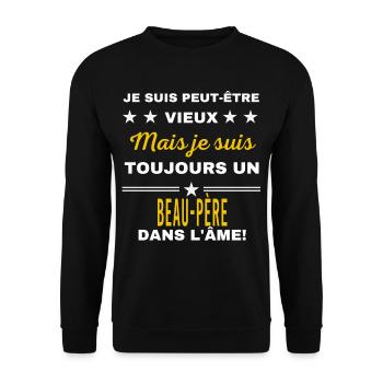 Je suis peut-être vieux BEAU-PÈRE - Sweat-shirt Unisexe - noir - Devant - Alina (178cm) & Michal (187cm)