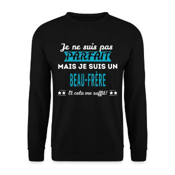 Je ne suis pas parfait BEAU-FRÈRE - Sweat-shirt Unisexe - noir - Devant - Alina (178cm) & Michal (187cm)