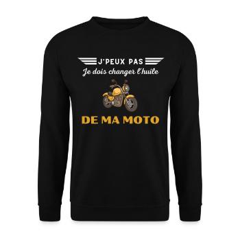 J'peux pas, je dois changer l'huile de ma moto - Sweat-shirt Unisexe - noir - Devant - Alina (178cm) & Michal (187cm)