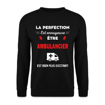 La perfection est ennuyeuse excitant! Ambulancier - Sweat-shirt Unisexe - noir - Devant - Alina (178cm) & Michal (187cm)