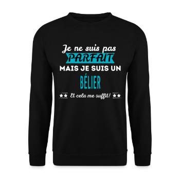 Je ne suis pas parfait BÉLIER - Sweat-shirt Unisexe - noir - Devant - Alina (178cm) & Michal (187cm)