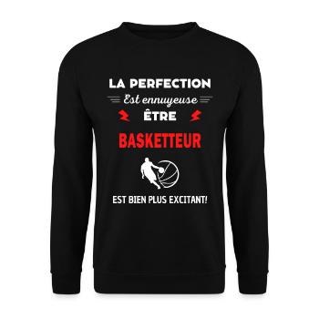 La perfection est ennuyeuse excitant! Basketteur - Sweat-shirt Unisexe - noir - Devant - Alina (178cm) & Michal (187cm)