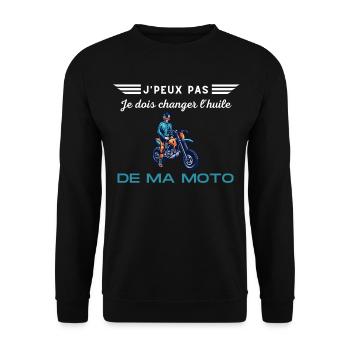 J'peux pas, je dois changer l'huile de ma moto - Sweat-shirt Unisexe - noir - Devant - Alina (178cm) & Michal (187cm)