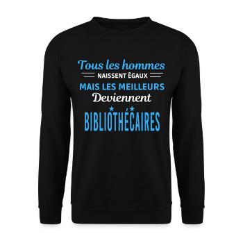 tous les hommes naissent égaux Bibliothécaires - Sweat-shirt Unisexe - noir - Devant - Alina (178cm) & Michal (187cm)